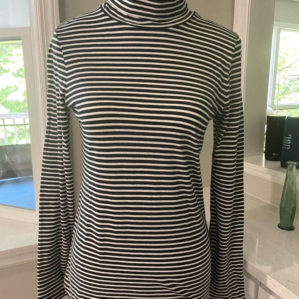 J.Crew Black and White 100% Cotton Turtleneck Size Small NWT